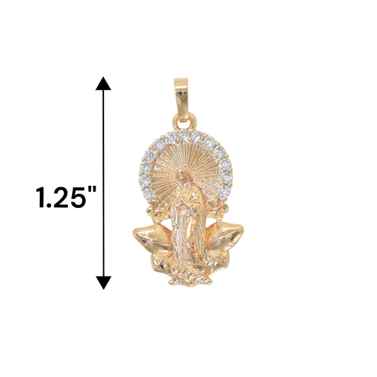 Gold Plated Virgin Mary Pendant with CZ | Wholesale Jewelry