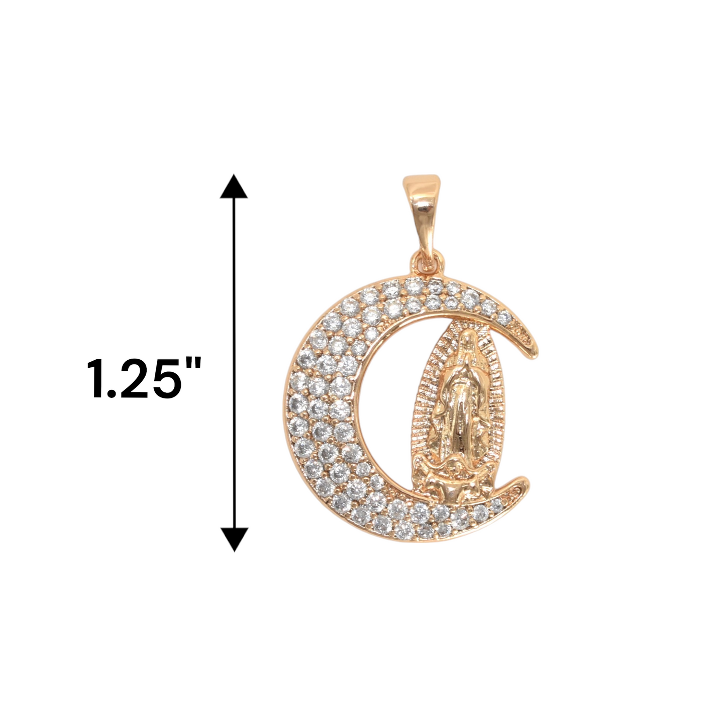 Gold Plated Virgin Mary Charm Pendant with CZ | Wholesale Jewelry