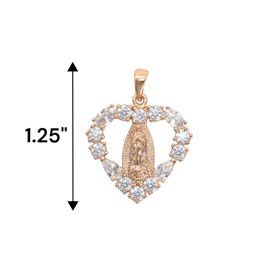 Gold Plated Virgin Mary Charm Pendant with CZ | Wholesale Jewelry