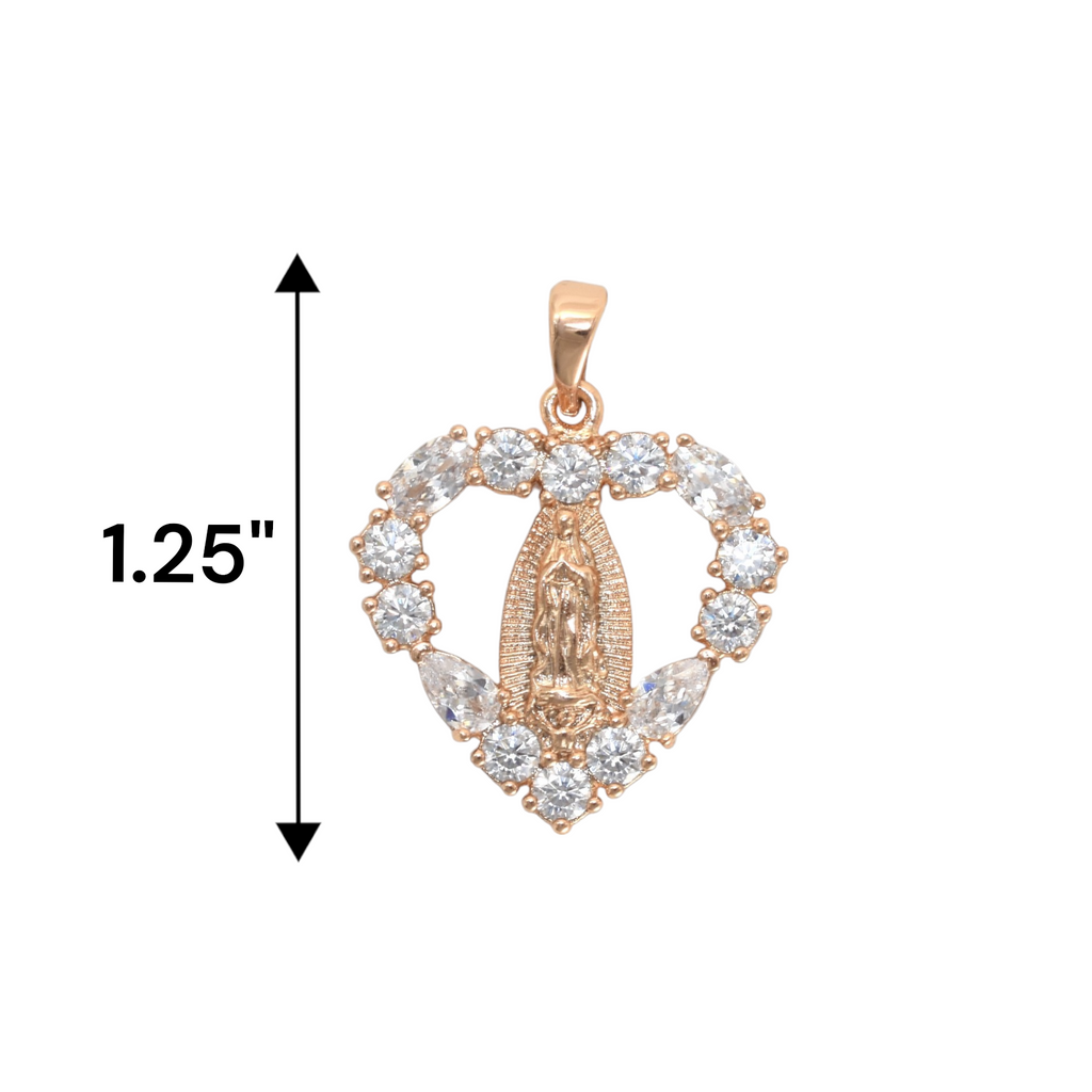 Gold Plated Virgin Mary Charm Pendant with CZ