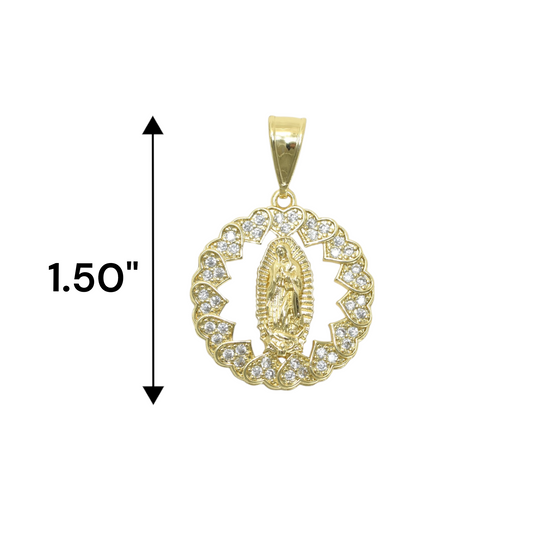 Gold Plated Virgin Mary Charm Pendant with CZ | Wholesale Jewelry