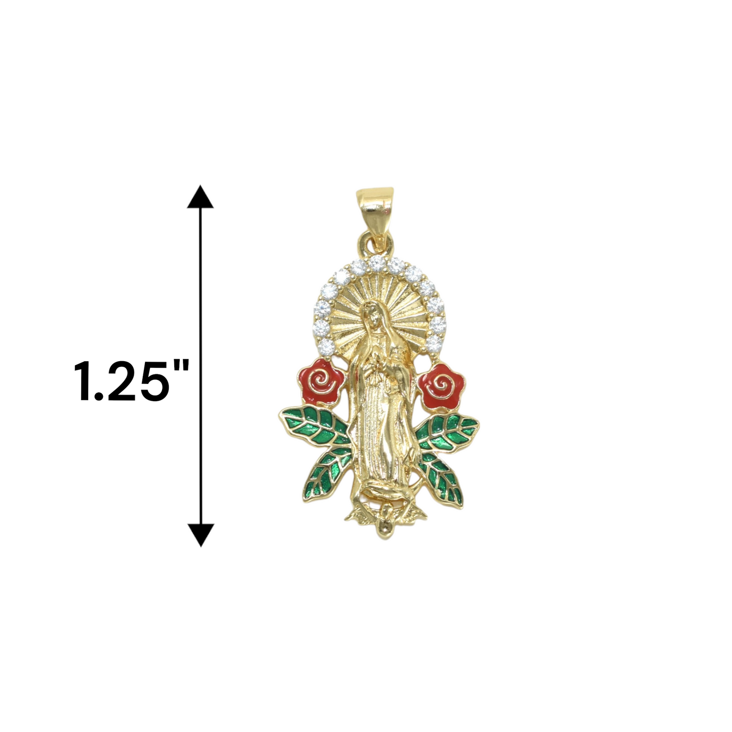 Gold Plated Virgin Mary Charm Pendant with CZ | Wholesale Jewelry