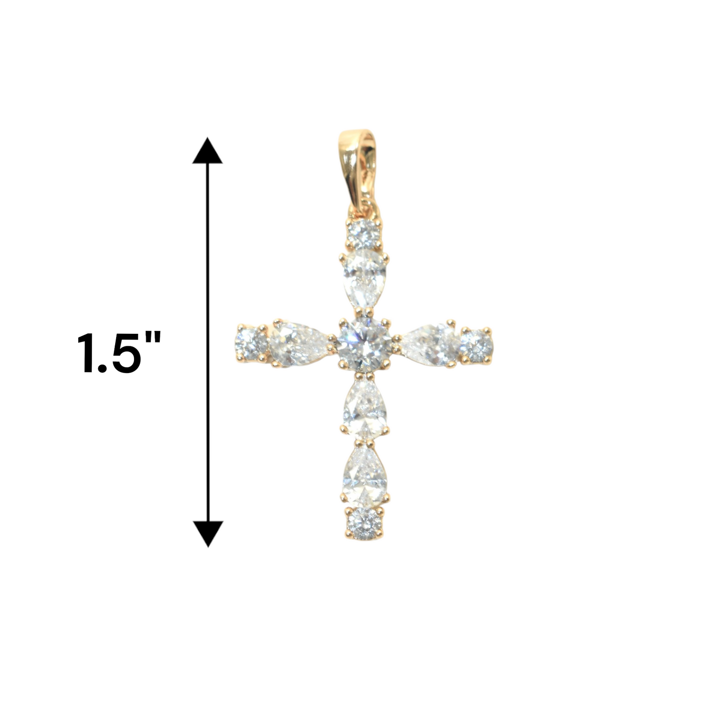 Gold Plated Cross Charm Pendant with CZ | Wholesale Jewelry