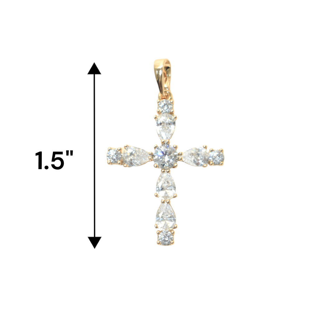 Gold Plated Cross Charm Pendant with CZ