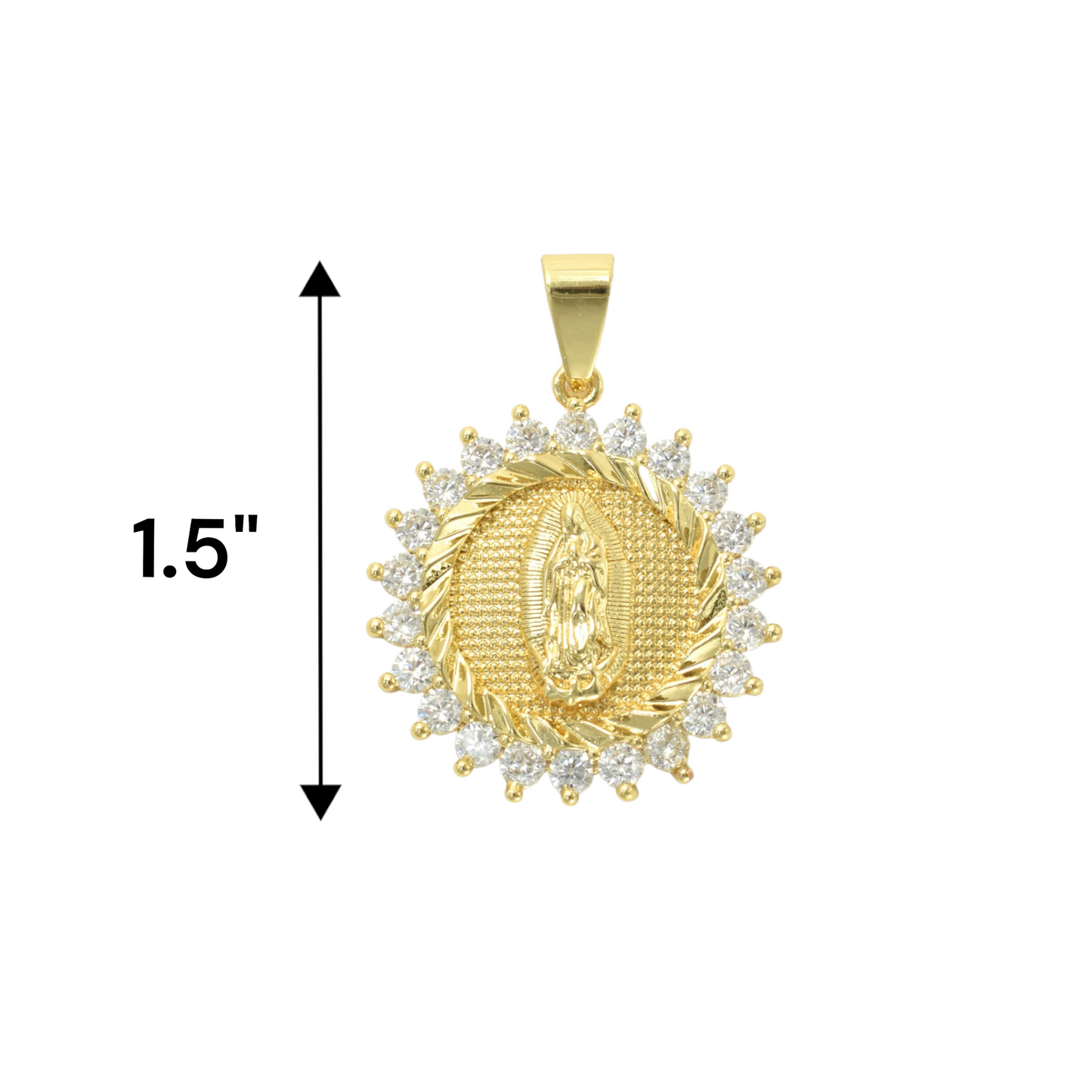 Gold Plated Virgin Mary Charm Pendant with CZ | Wholesale Jewelry