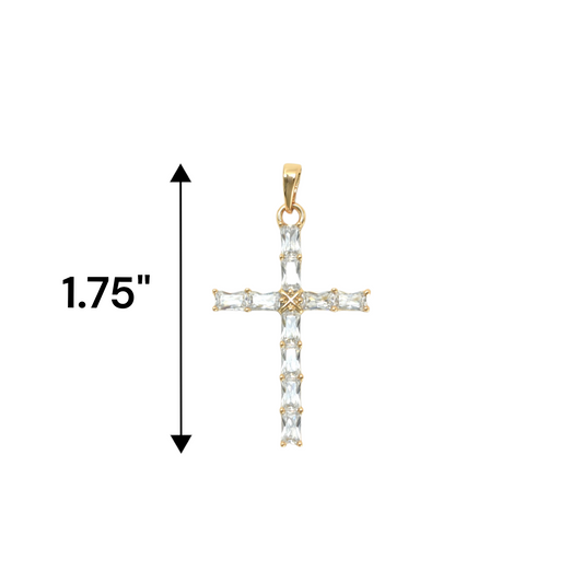 Gold Plated Cross Charm Jesus Pendant with CZ | Wholesale Jewelry