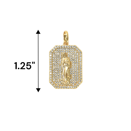 Gold Plated Virgin Mary Pendant with CZ | Wholesale Jewelry