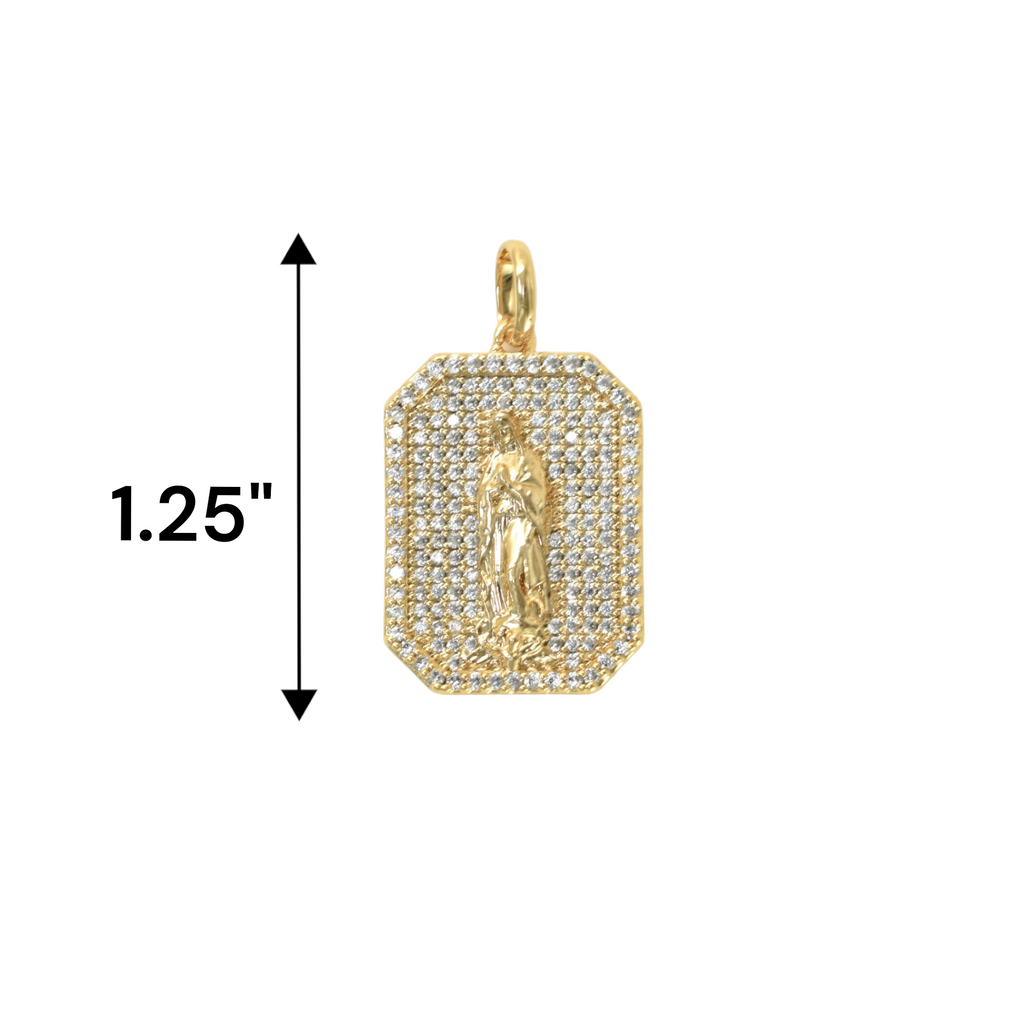 Gold Plated Virgin Mary Pendant with CZ