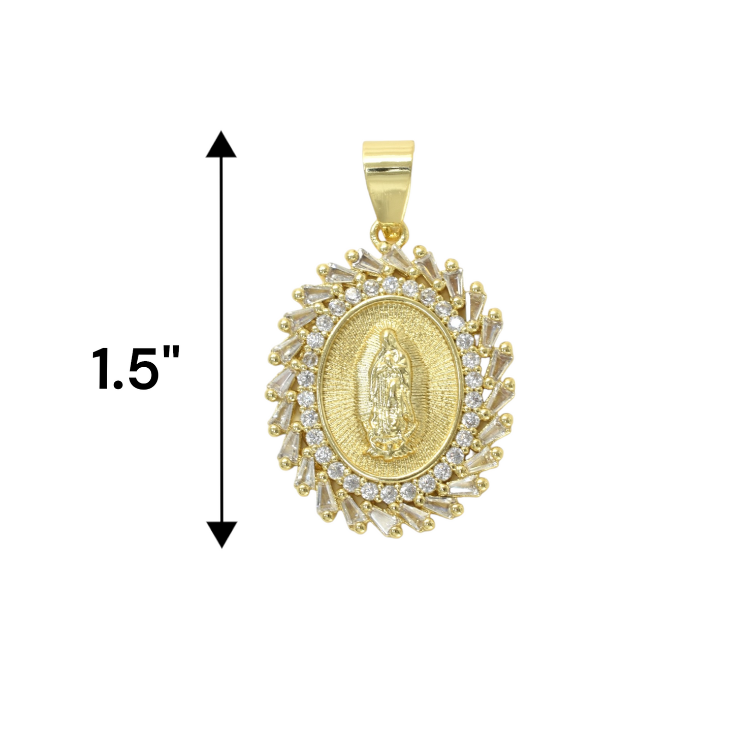 Gold Plated Virgin Mary Pendant with CZ | Wholesale Jewelry