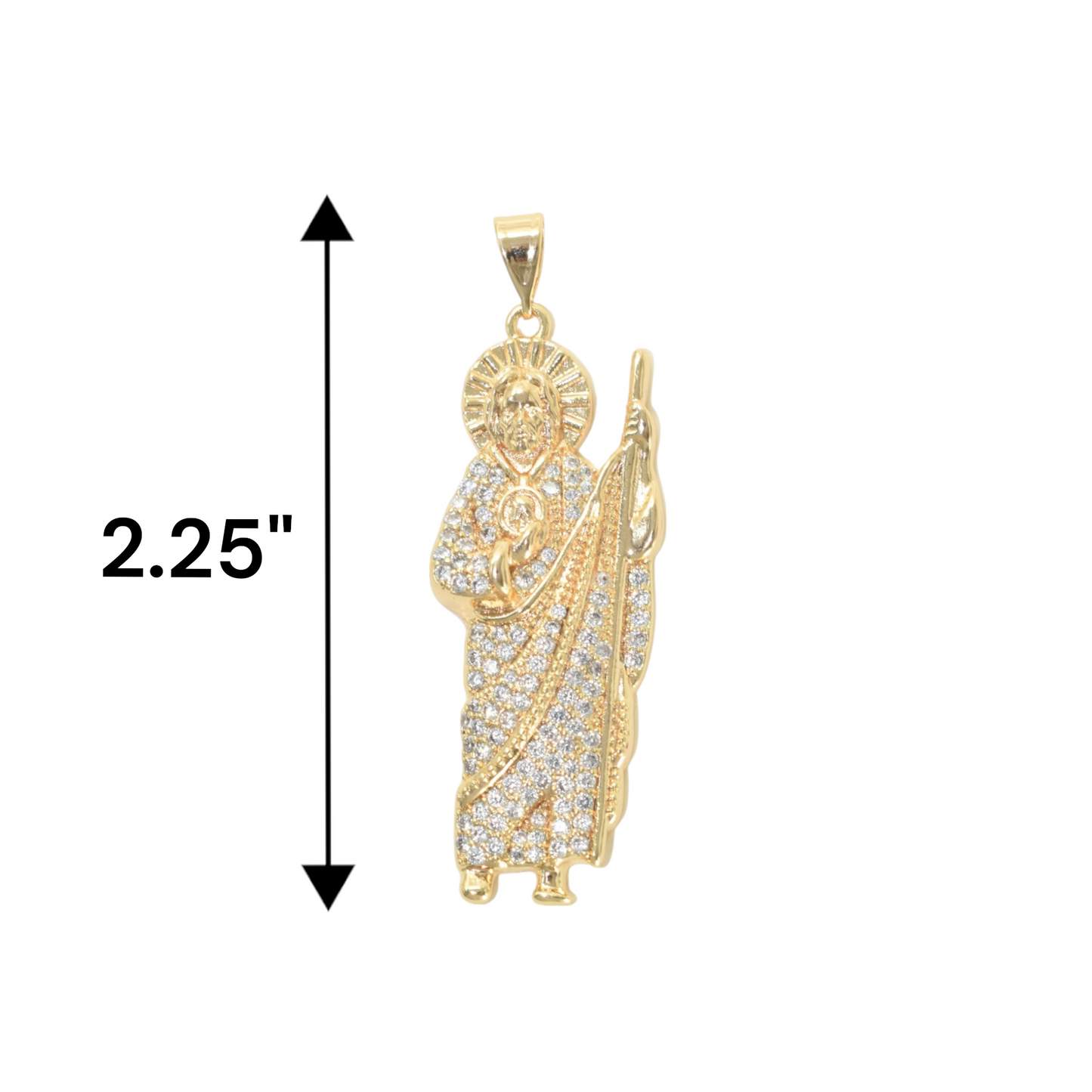 Gold Plated St Judas Pendant with CZ | Wholesale Jewelry