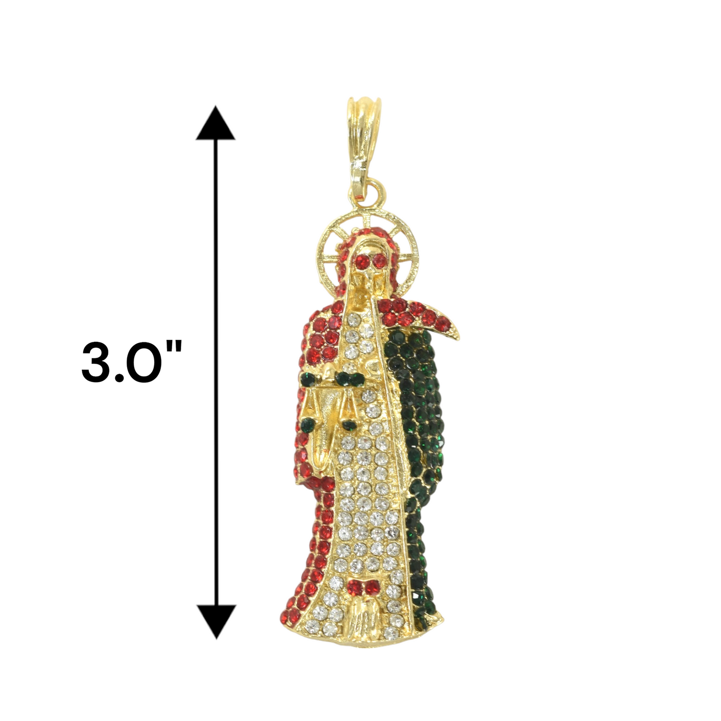 Gold Plated Santa Muerte Pendant with CZ | Wholesale Jewelry