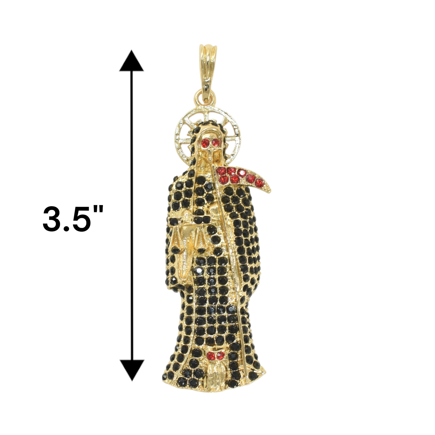 Gold Plated Santa Muerte Pendant with CZ | Wholesale Jewelry