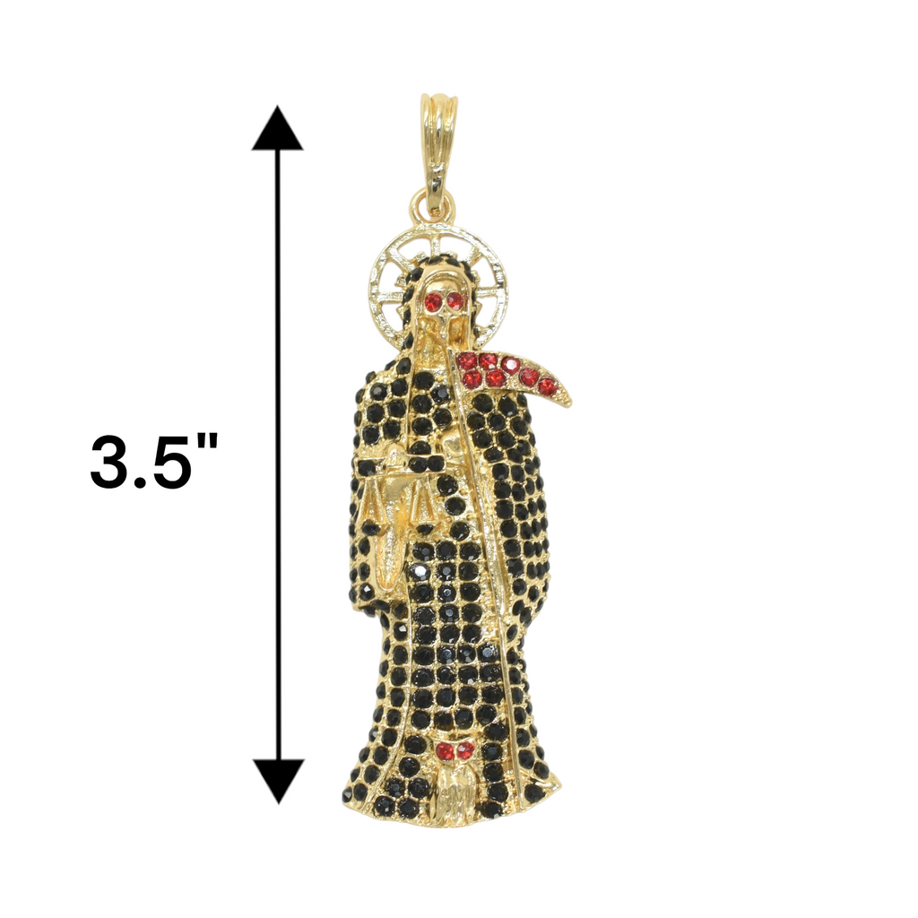 Gold Plated Santa Muerte Pendant with CZ