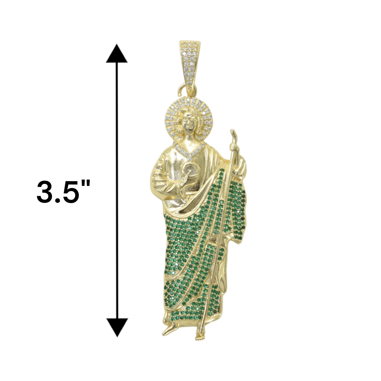 Gold Plated St Judas Pendant with CZ | Wholesale Jewelry