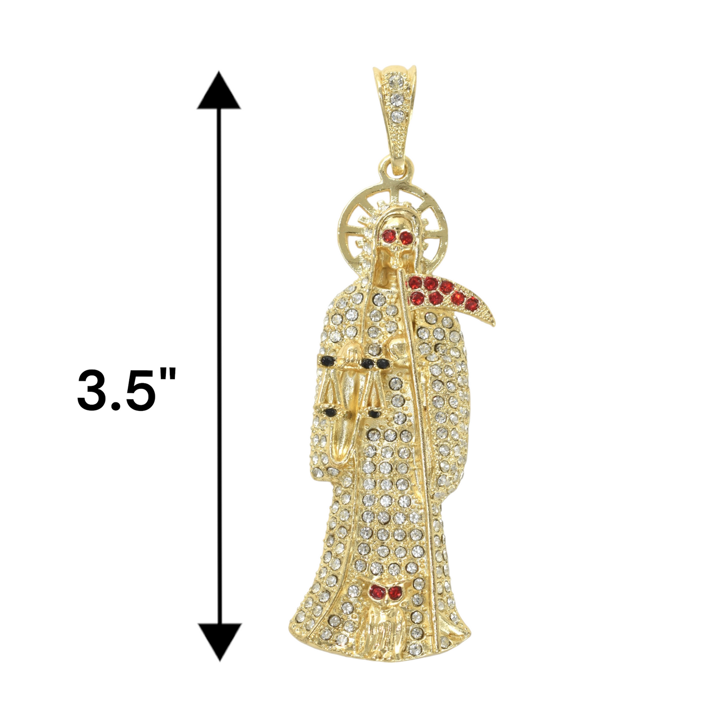 Gold Plated Santa Muerte Pendant with CZ | Wholesale Jewelry