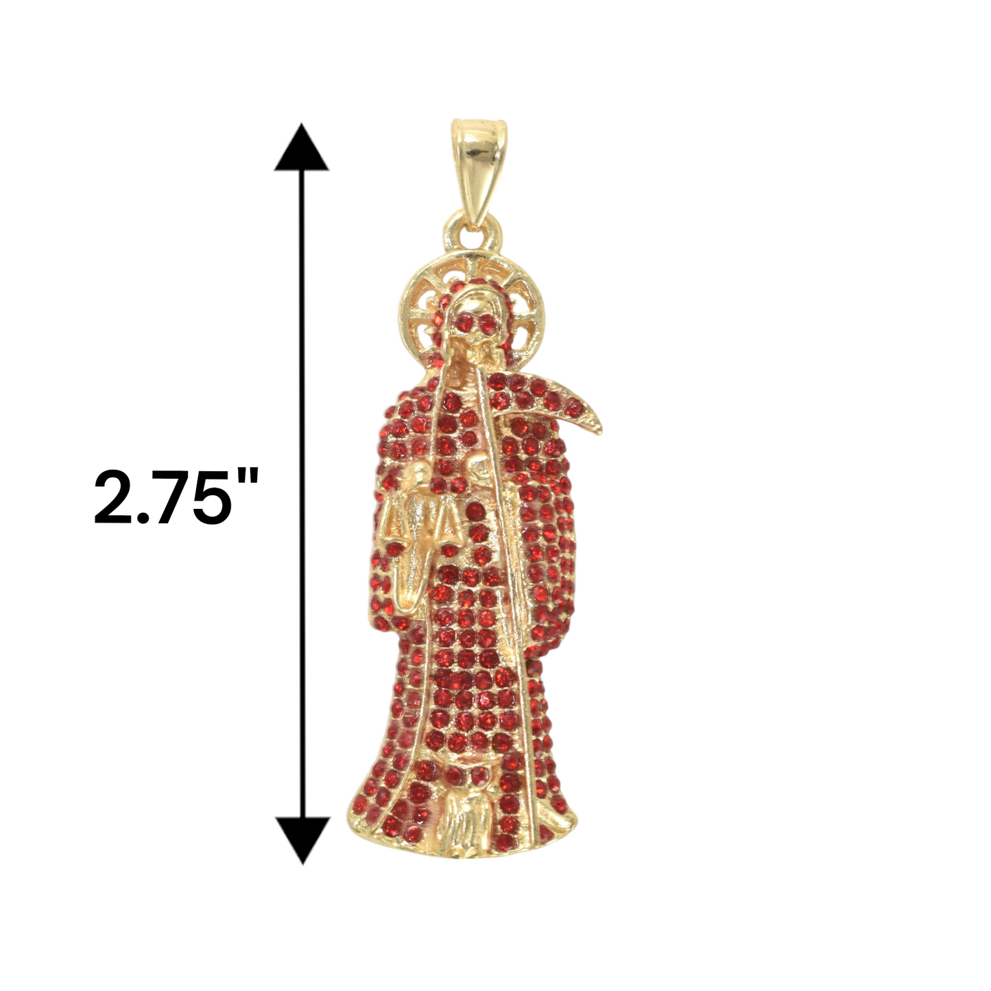 Gold Plated Santa Muerte Pendant with CZ | Wholesale Jewelry