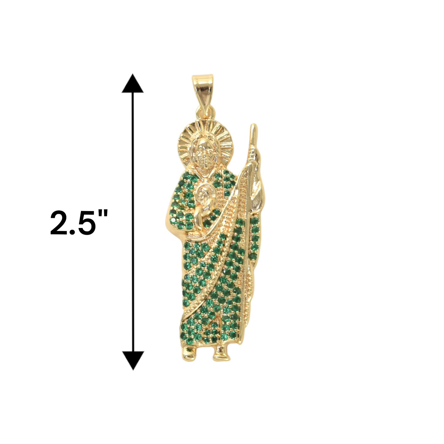 Gold Plated St Judas Pendant with CZ | Wholesale Jewelry