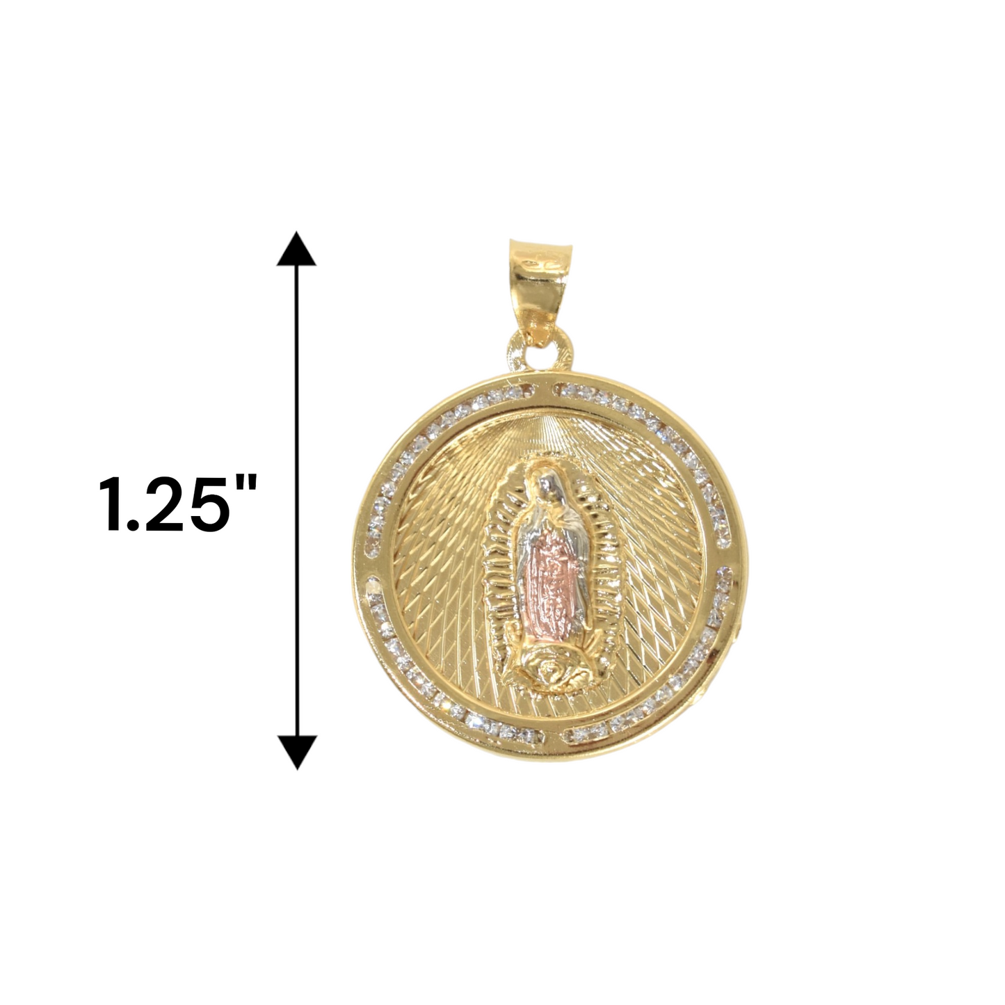 Gold Plated Virgin Mary Pendant Charm with CZ | Wholesale Jewelry