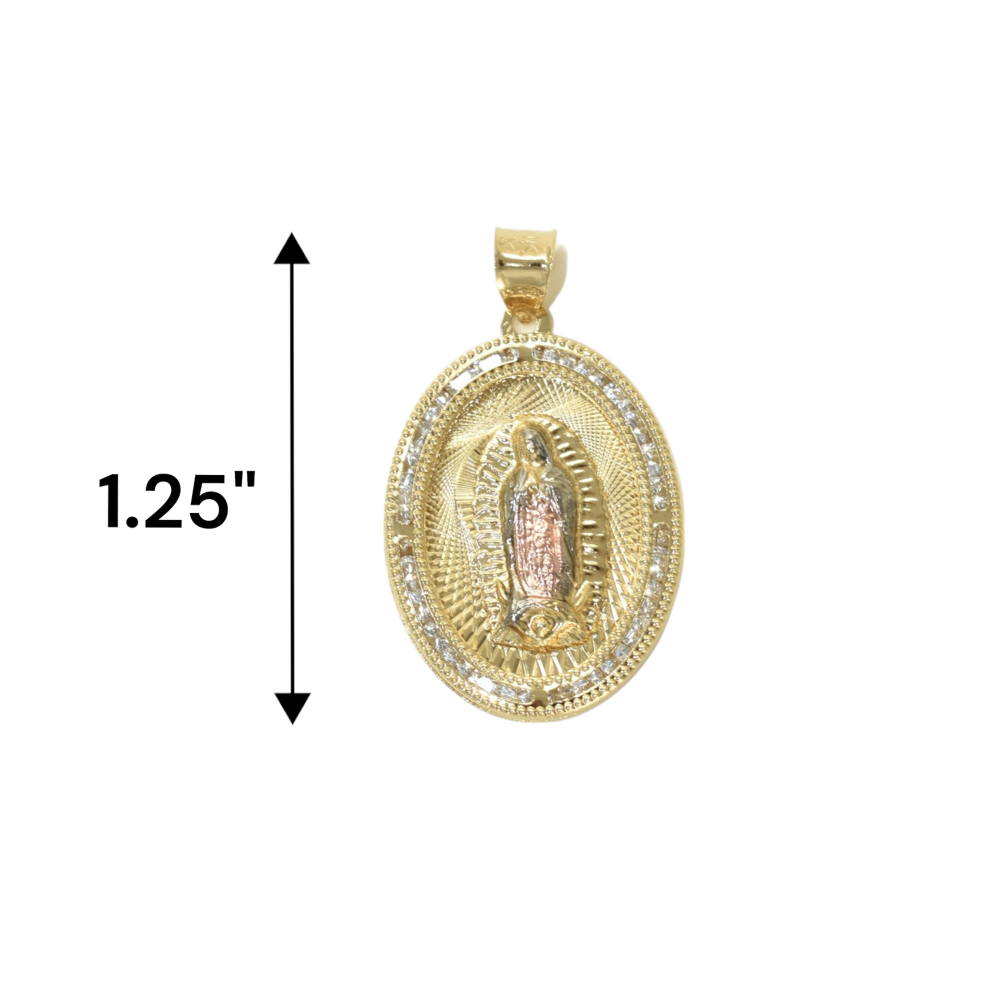 Gold Plated Virgin Mary Pendant Charm with CZ | Wholesale Jewelry