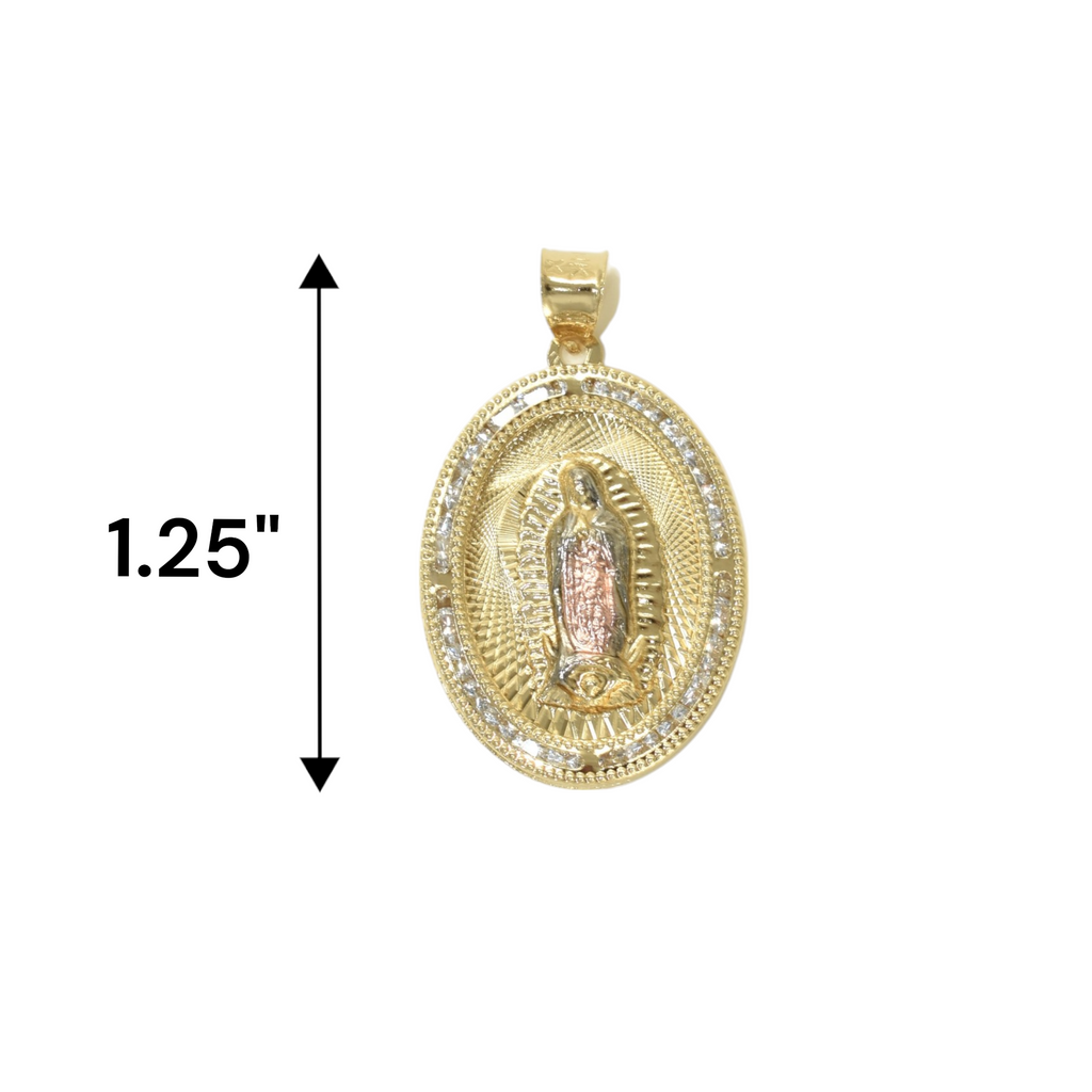 Gold Plated Virgin Mary Pendant Charm with CZ