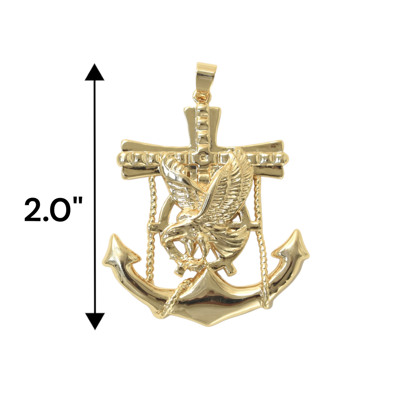 Gold Plated Cross Anchor with Eagle Pendant Charm | Wholesale Jewelry