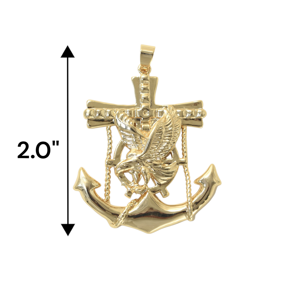 Gold Plated Cross Anchor with Eagle Pendant Charm