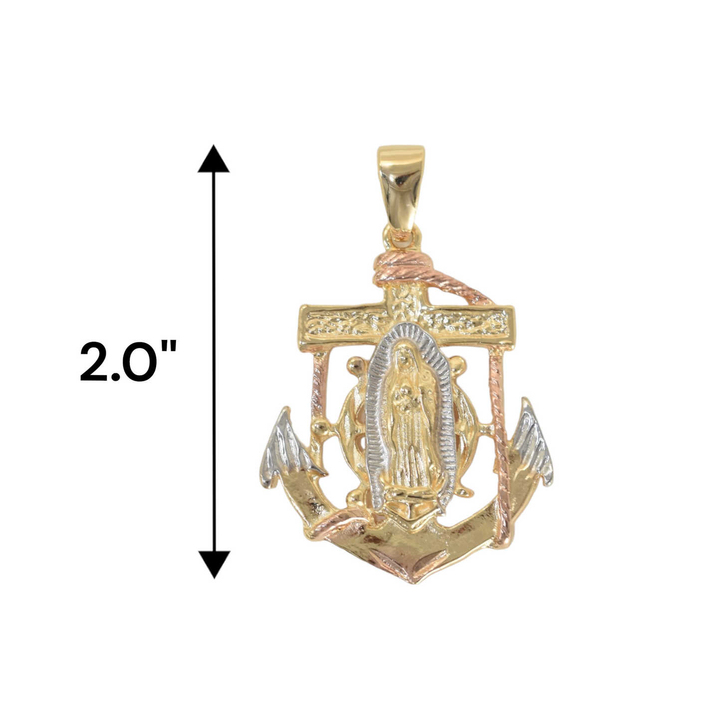 Gold Plated Virgin Mary Anchor Pendant Charm | Wholesale Jewelry