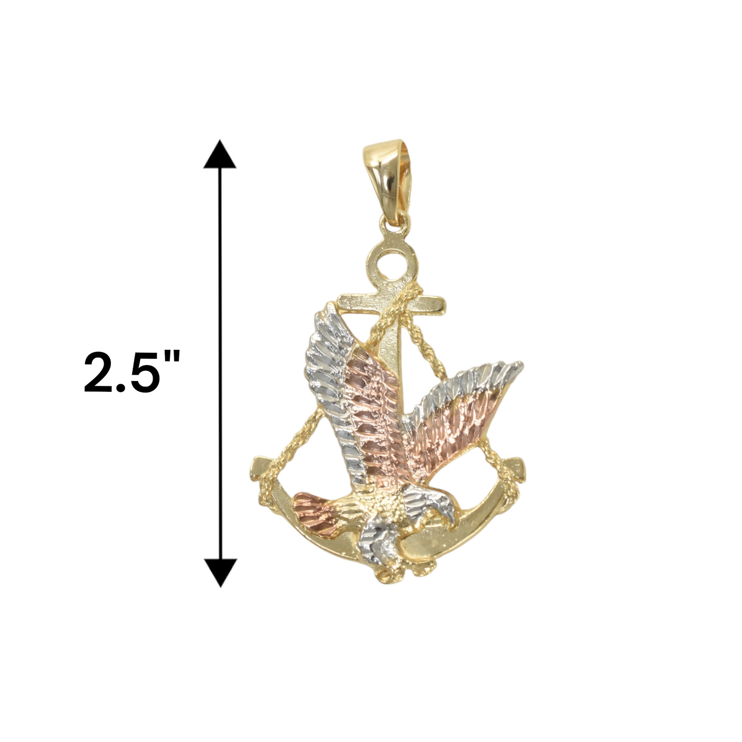 Gold Plated  Eagle with Anchor Pendant Charm | Wholesale Jewelry