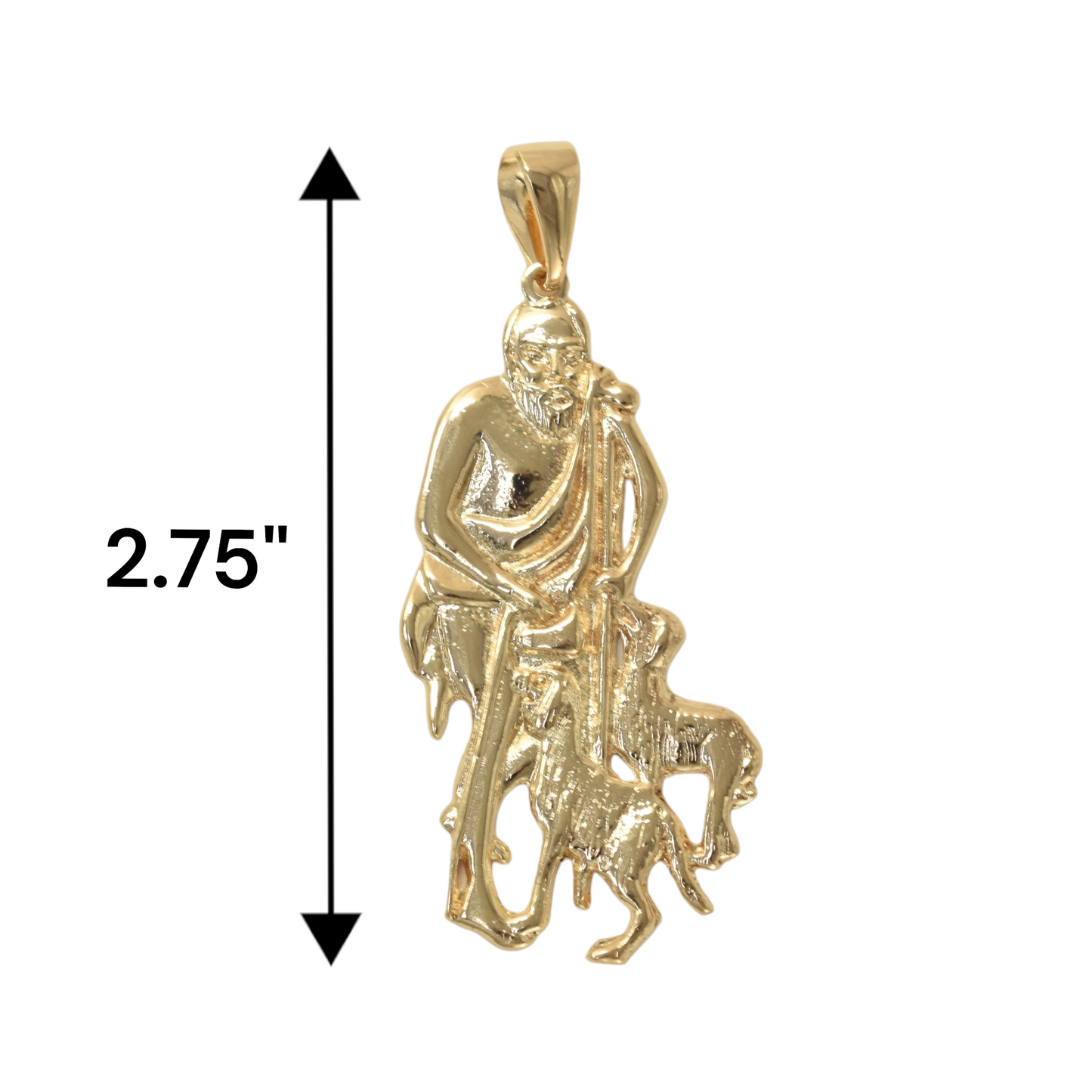 Gold Plated Saint Lazarus, San Lazaro Pendant Charm | Wholesale Jewelry