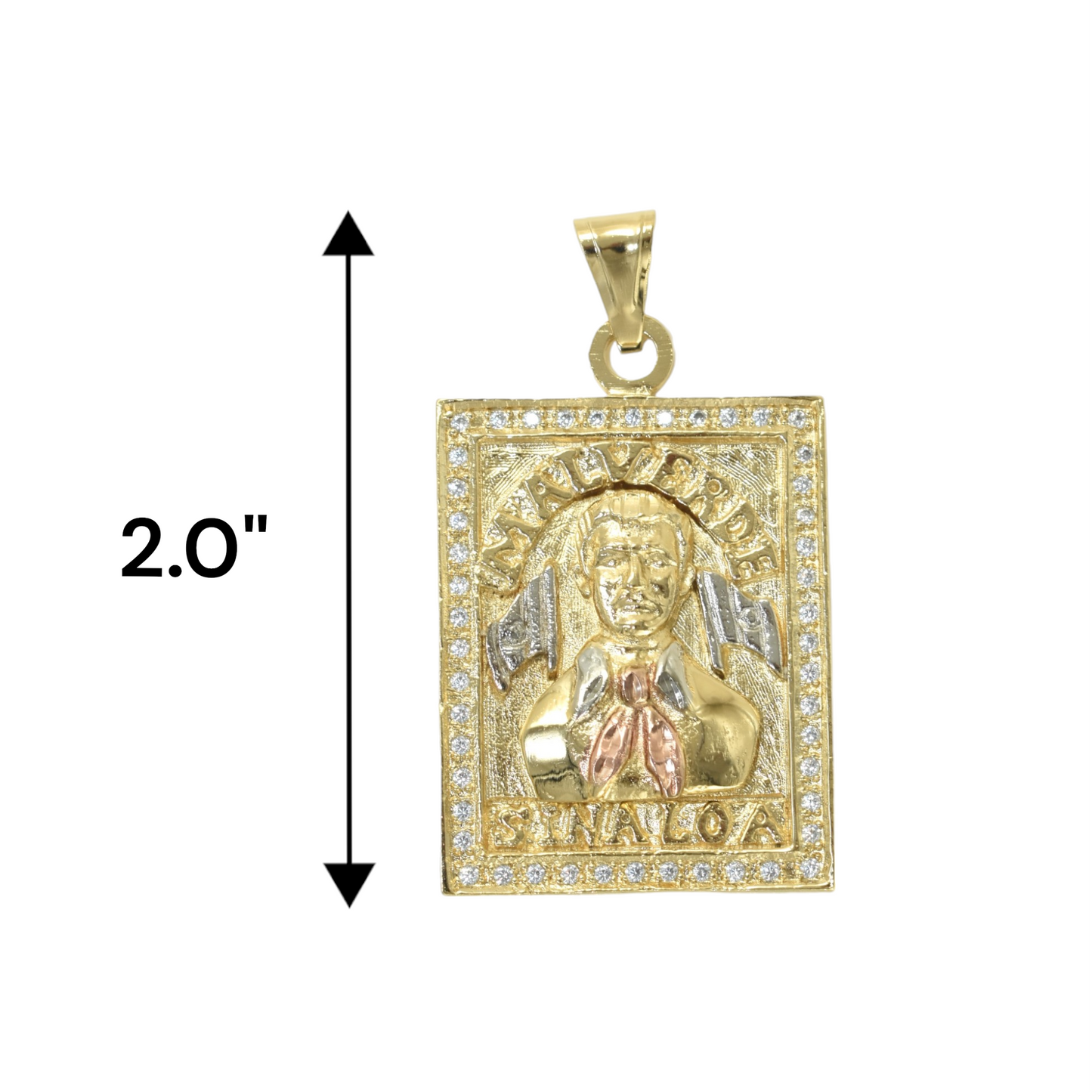 Gold Plated Jesus Mal Verde Pendant Charm | Wholesale Jewelry