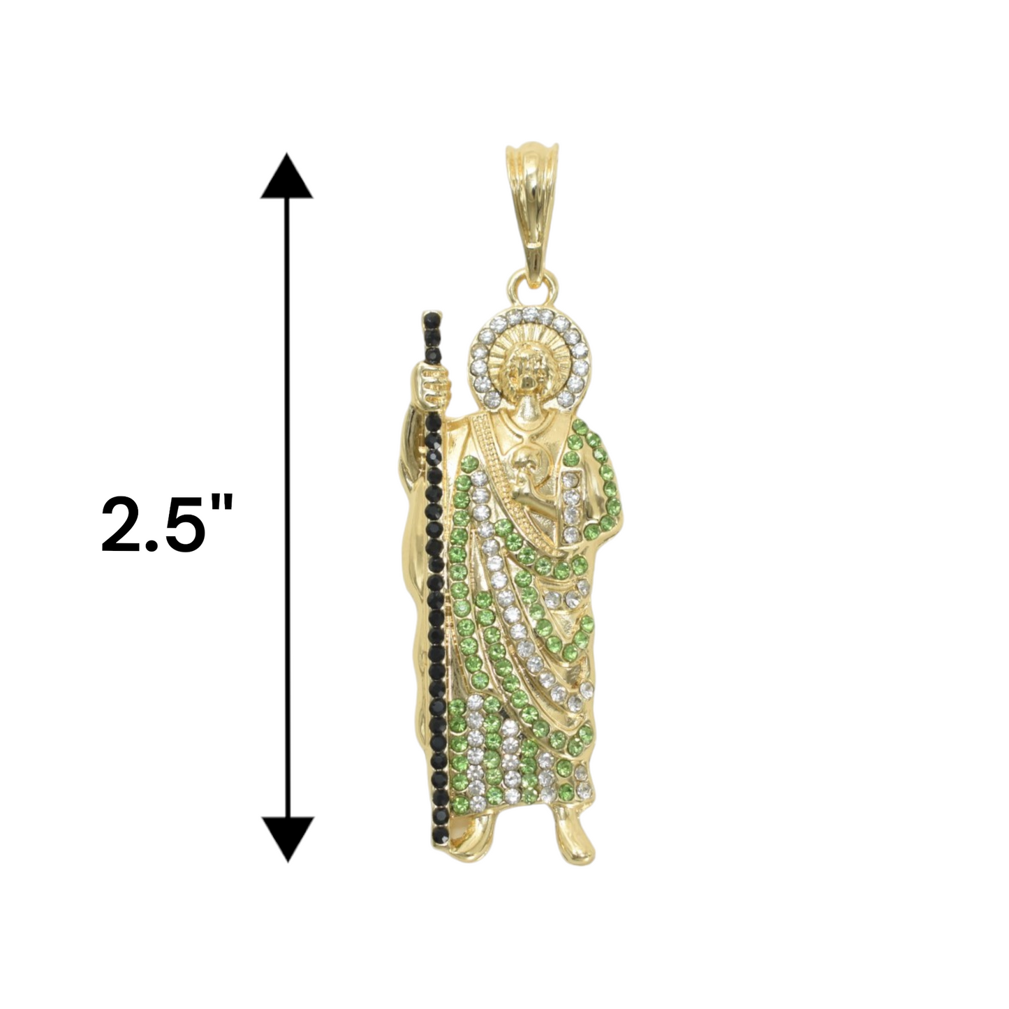 Gold Plated St Judas Pendant with CZ | Wholesale Jewelry