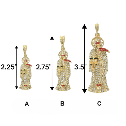 Gold Plated Santa Muerte  Pendant Charm with CZ | Wholesale Jewelry