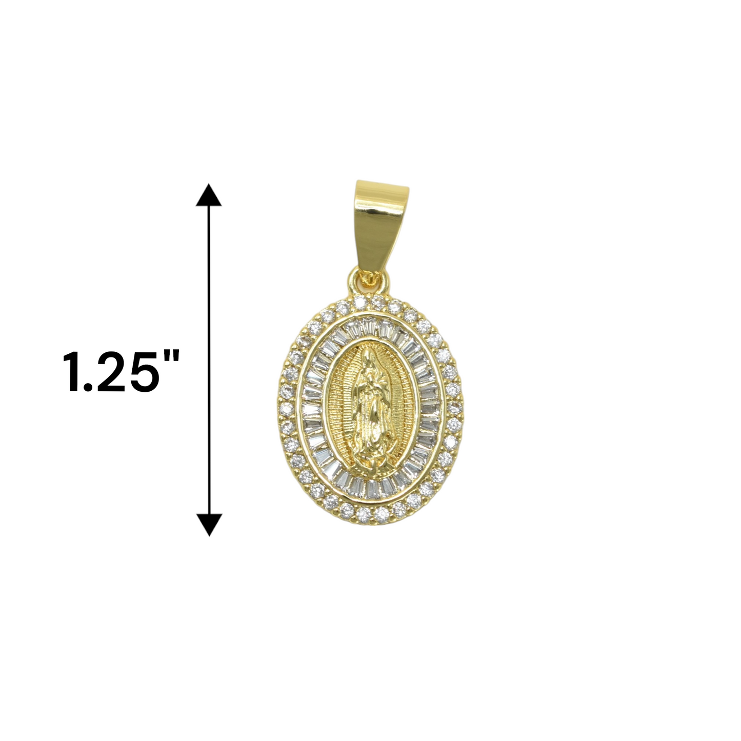 Gold Plated Virgin Mary Charm Pendant with CZ | Wholesale Jewelry