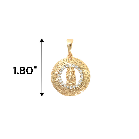 Gold Plated Virgin Mary Charm Pendant with CZ