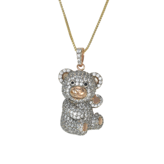 Gold Plated Bear Pendant Charm with CZ | Wholesale Jewelry