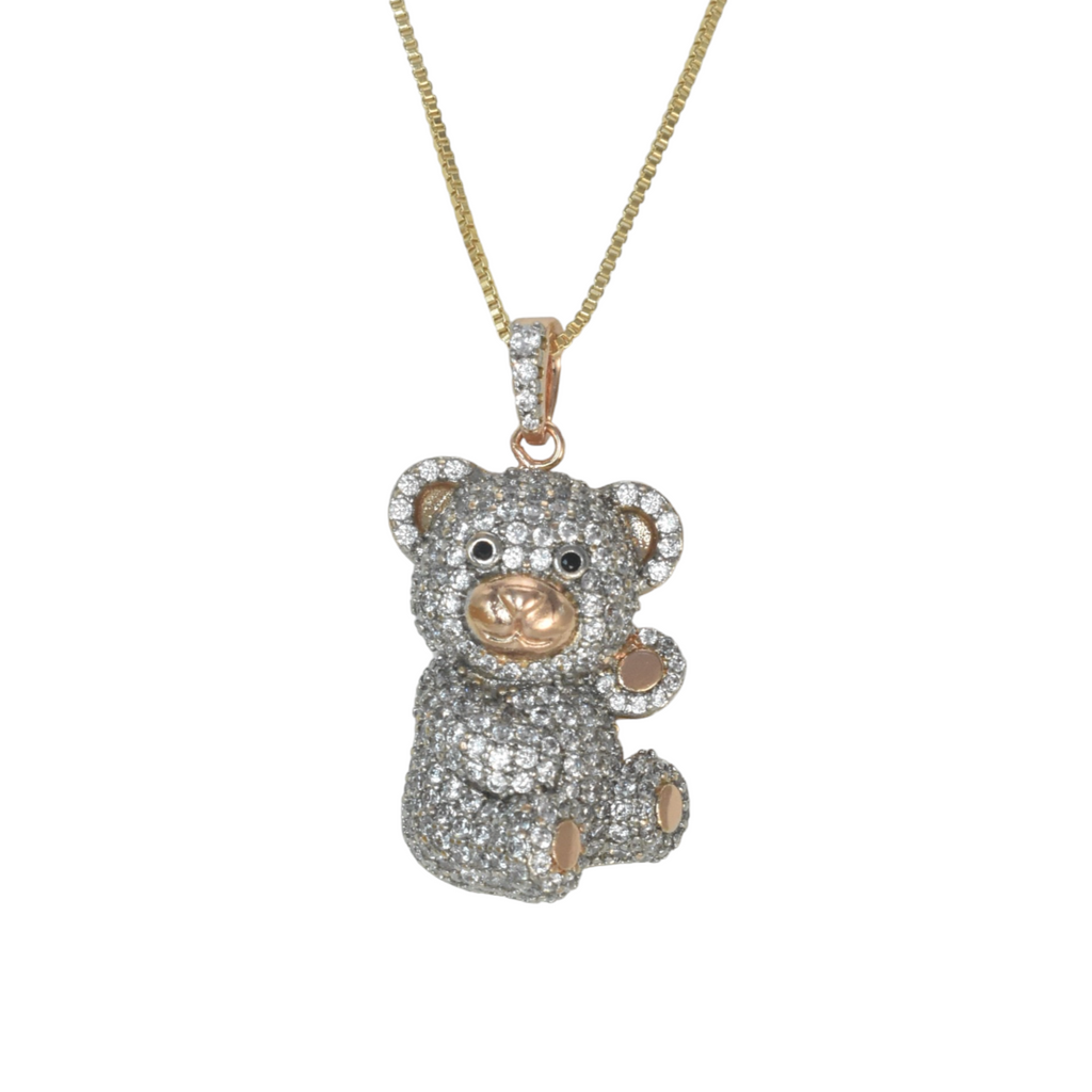 Gold Plated Bear Pendant Charm with CZ