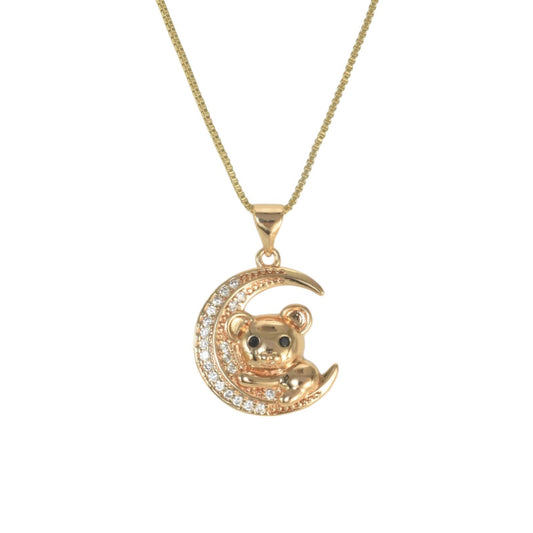 Gold Plated Bear Pendant Charm with CZ | Wholesale Jewelry