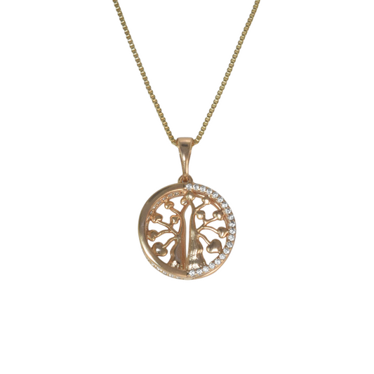 Gold Plated Tree of Life Pendant Charm with CZ | Wholesale Jewelry