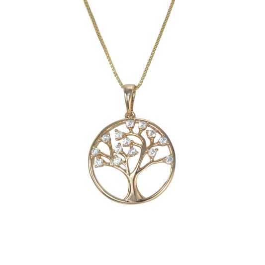 Gold Plated Tree of Life Pendant Charm with CZ | Wholesale Jewelry