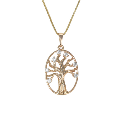 Gold Plated Tree of Life Pendant Charm with CZ