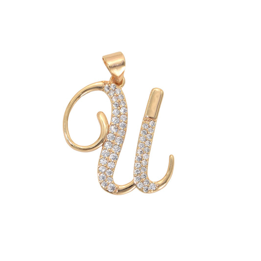 Gold Plated Letter/Initial Pendant U | Wholesale Jewelry