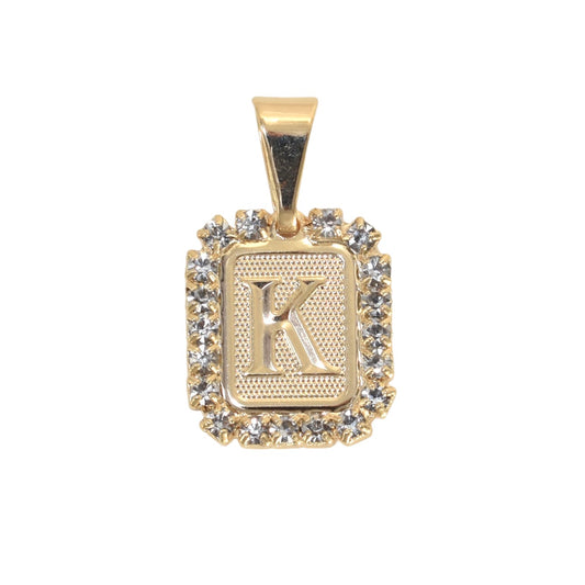 Gold Plated Letter/Initial Pendant K with CZ