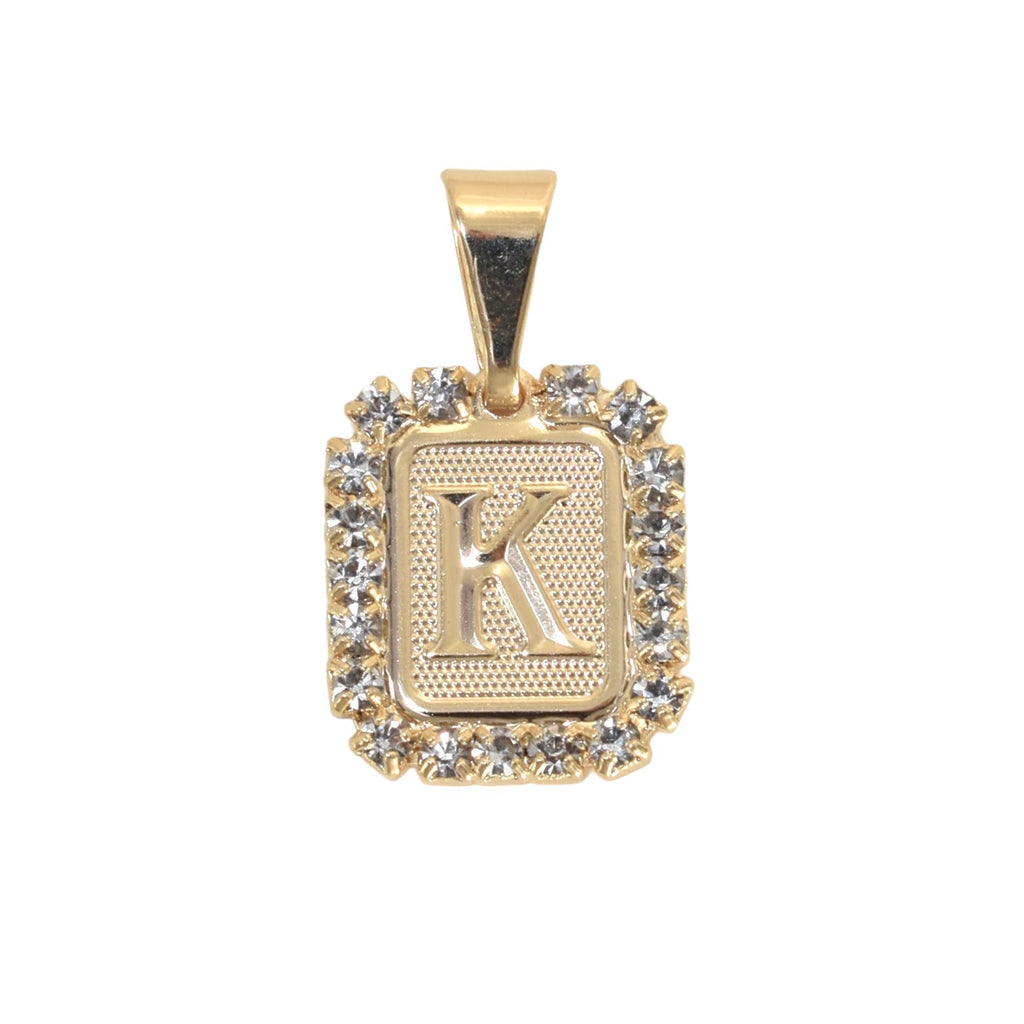 Gold Plated Letter/Initial Pendant K with CZ