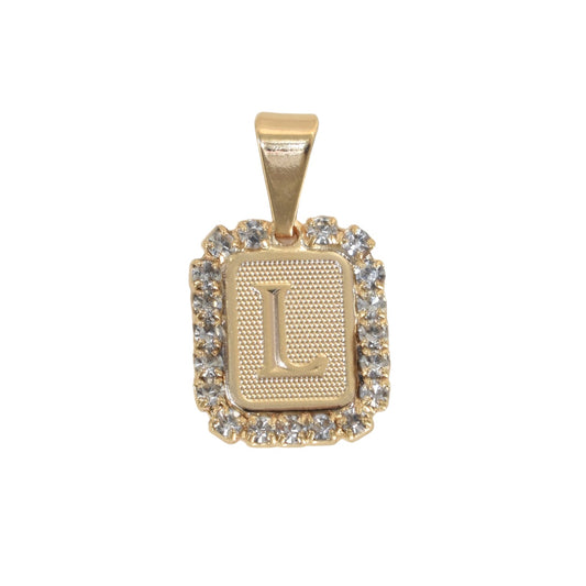 Gold Plated Letter/Initial Pendant L with CZ | Wholesale Jewelry