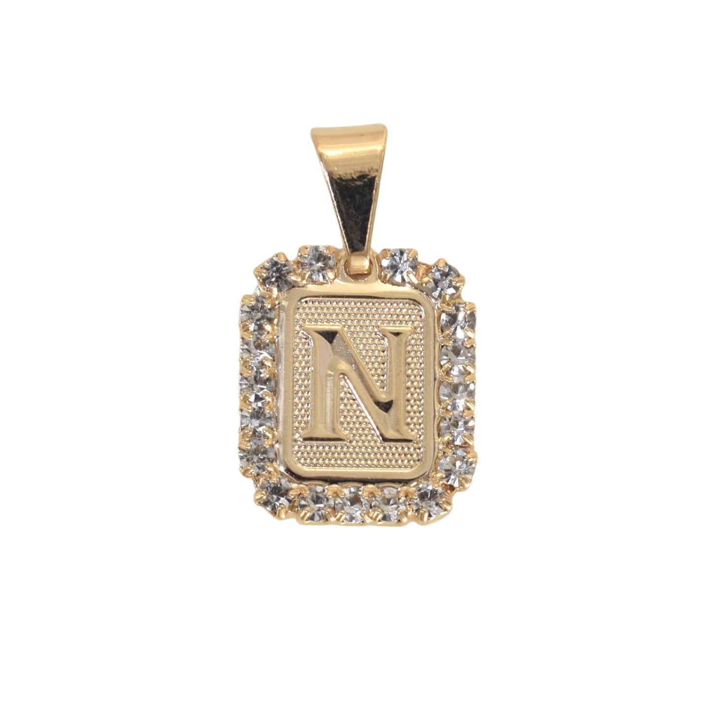 Gold Plated Letter/Initial Pendant N with CZ