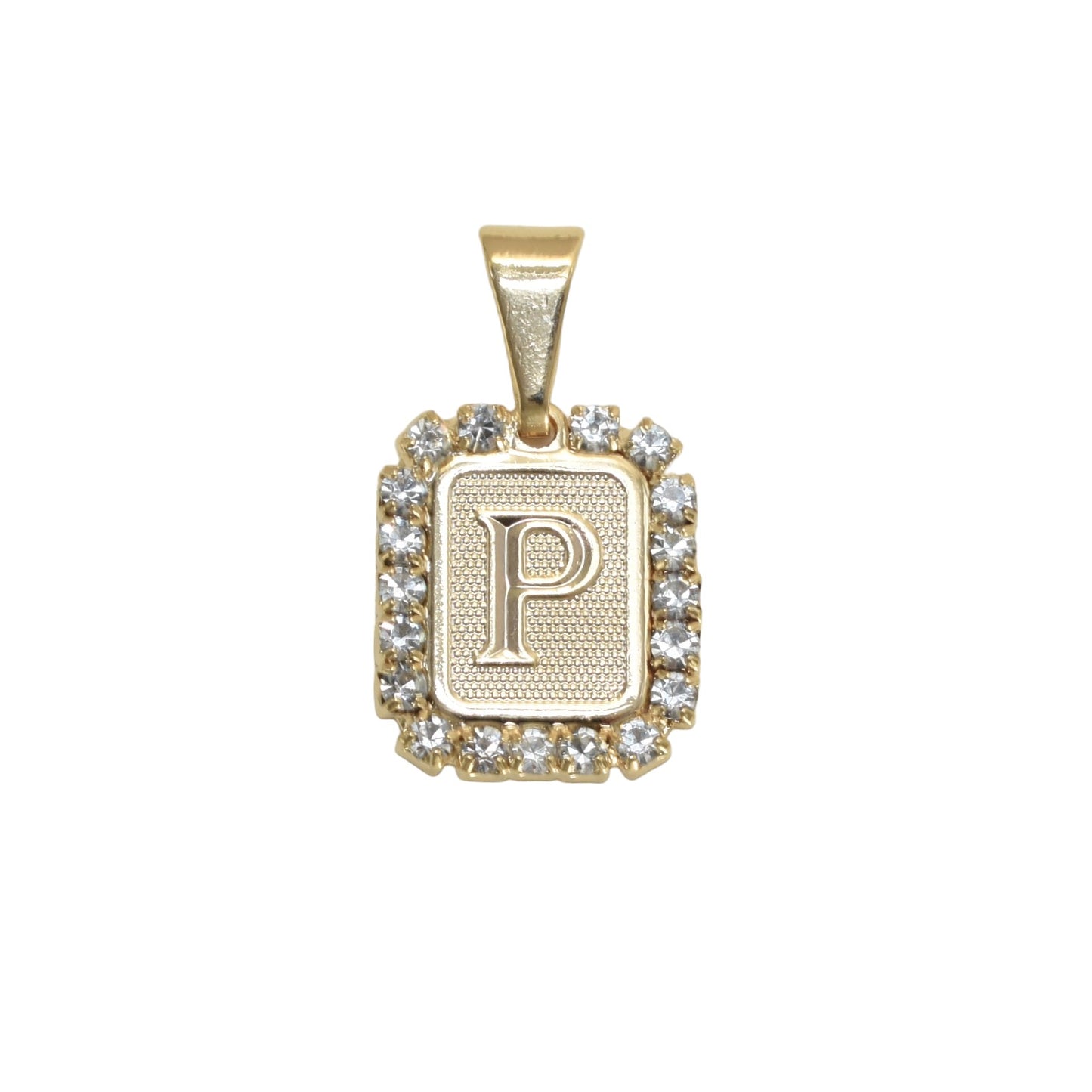 Gold Plated Letter/Initial Pendant P with CZ