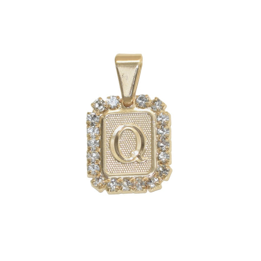 Gold Plated Letter/Initial Pendant Q with CZ