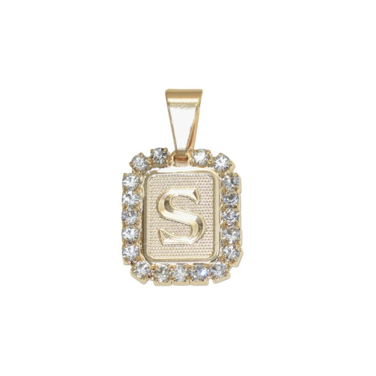 Gold Plated Letter/Initial Pendant S with CZ | Wholesale Jewelry