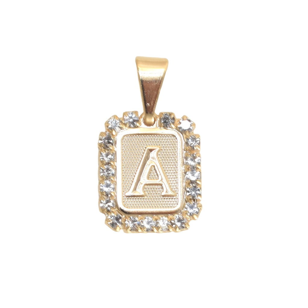 Gold Plated Letter/Initial Pendant A with CZ