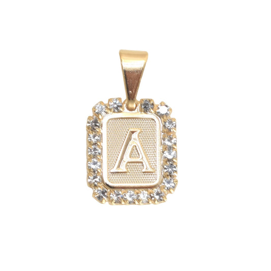 Gold Plated Pendant-Initials Square